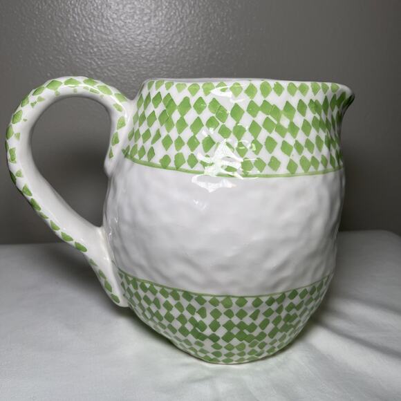 1995 Rare Find Juilus Jaspers Mariposa Italy Ceramic Pitcher Green Diamond Vtg - Picture 3 of 13